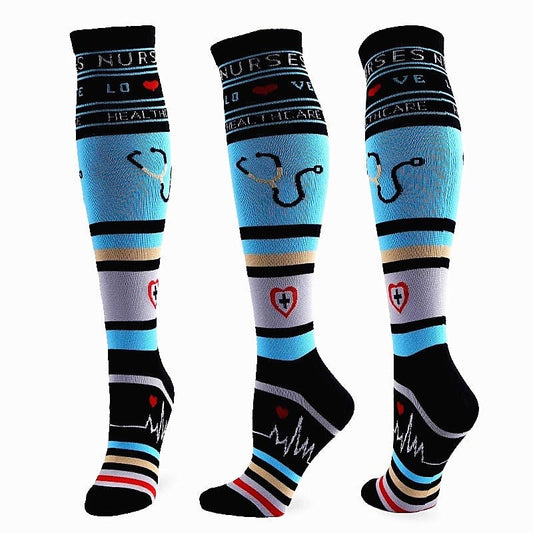 Blue Nurse Themed Compression Socks