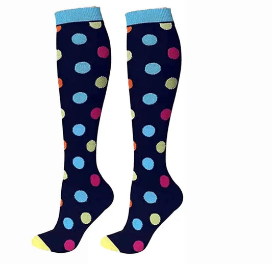 Blue Cuff Polka Dot Compression Socks